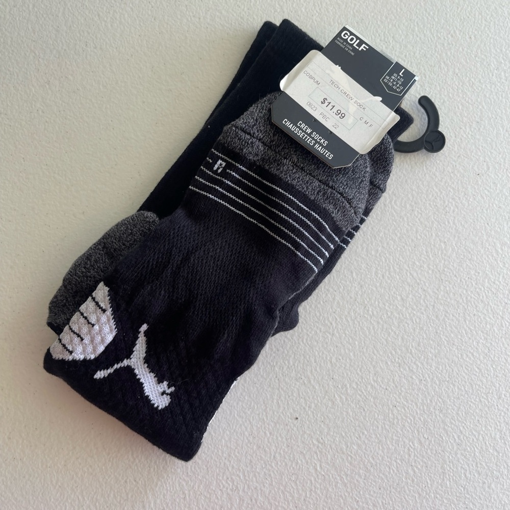 Puma nwt golf black and white crew socks